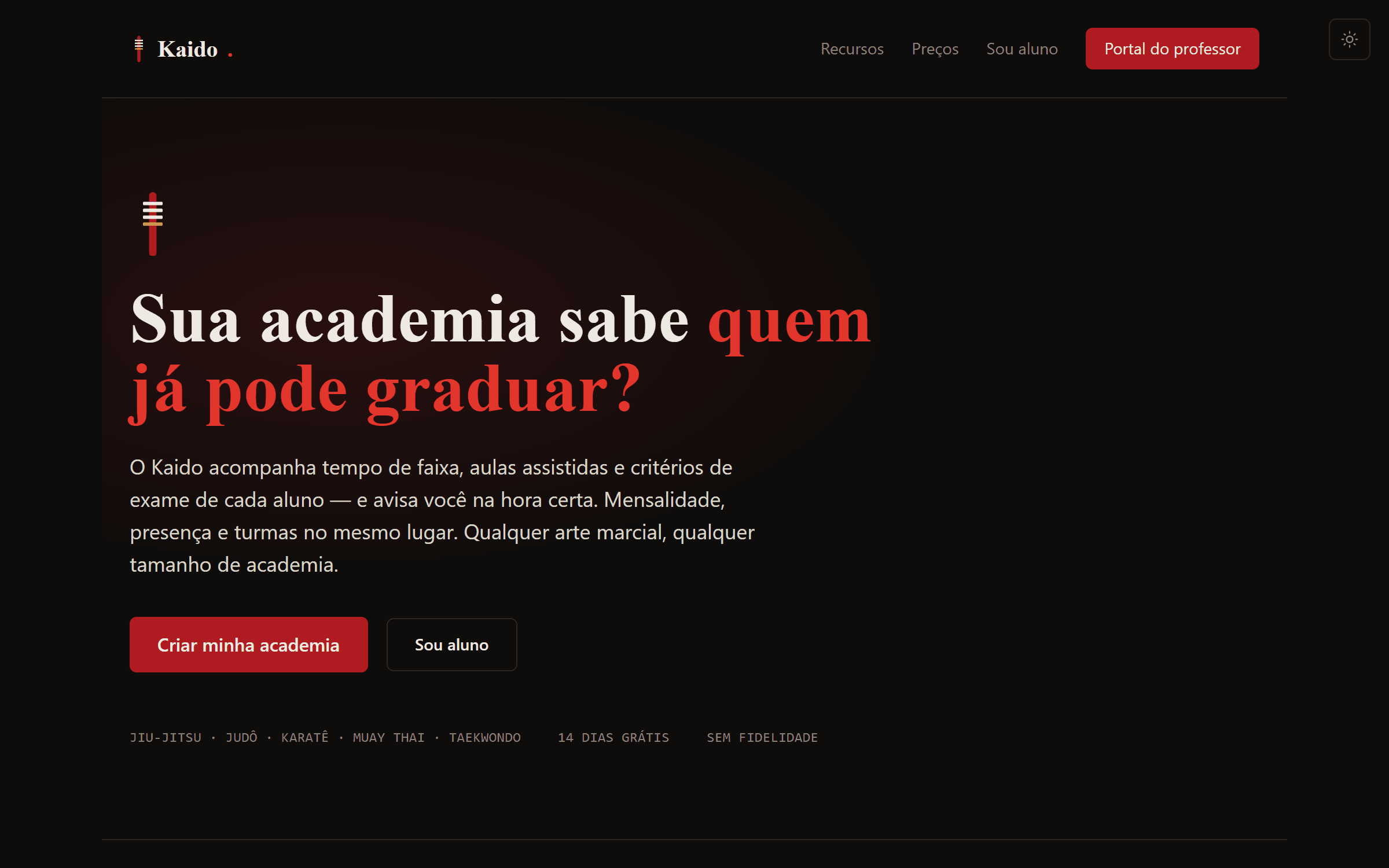 Prévia da interface do Kaido